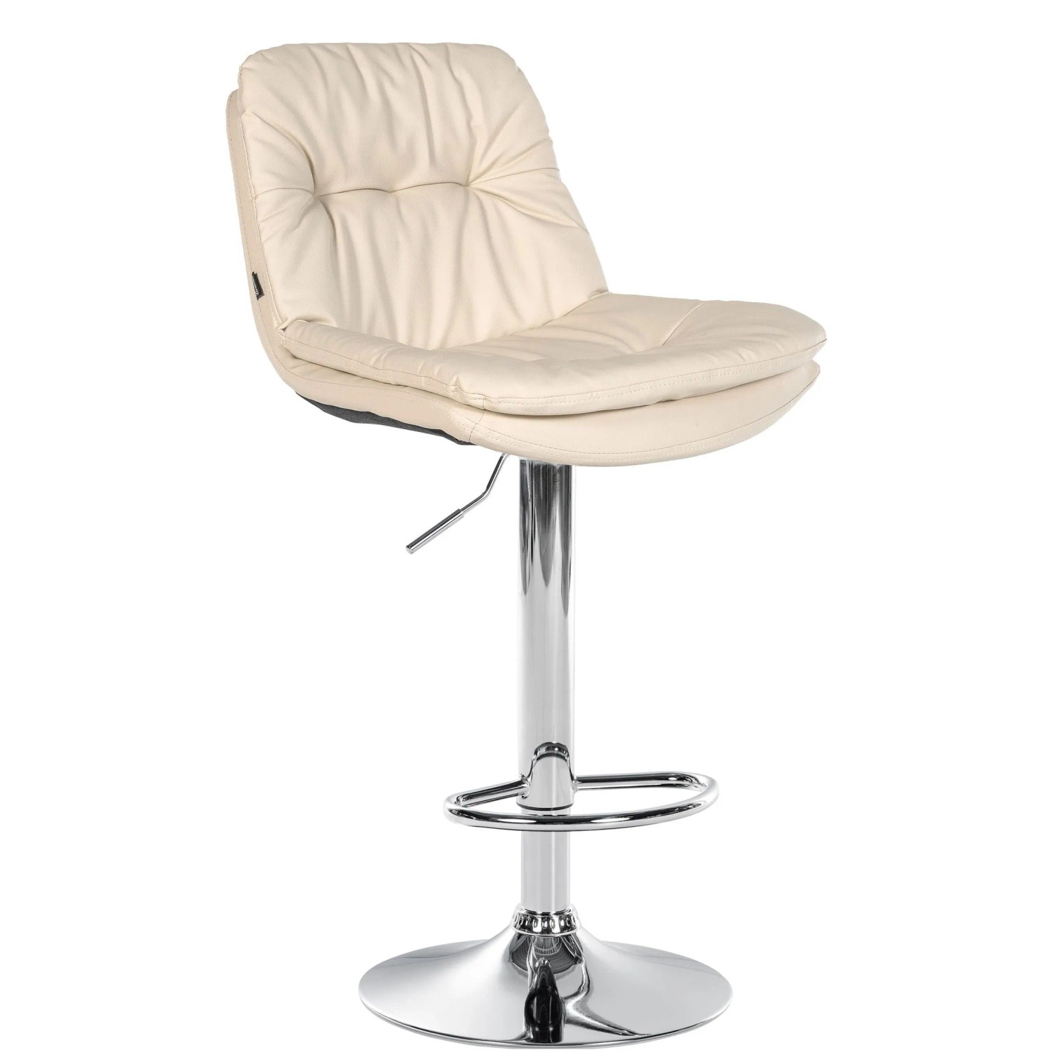 DELUKE Barhocker MITUN Kunstleder Creme 46x54x92cm Silber Barstuhl Höhenverstellbar Mit Lehne Drehbar Tresenhocker Tresenstuhl