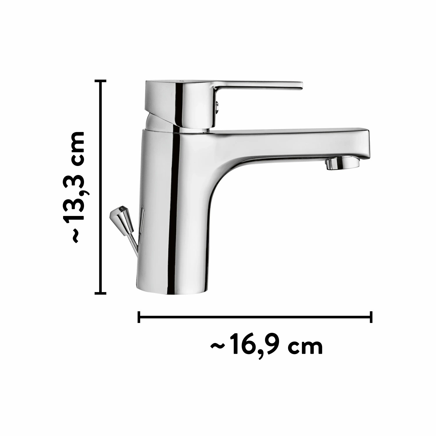 Armatur im baliv Handwaschbecken-Set, eckig, verchromt.
