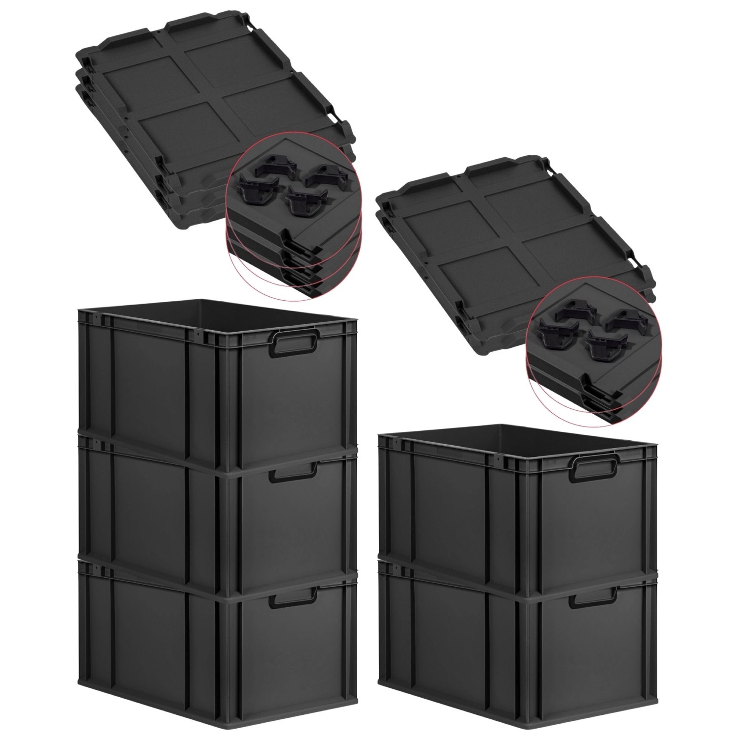 PROREGAL SparSet 5x Eurobox Nextgen Color Mit Auflagedeckel HxBxT 32x40x60c günstig online kaufen