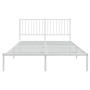 Weißes Metall Bettgestell 140x200 cm mit Kopfteil für Schlafzimmer.