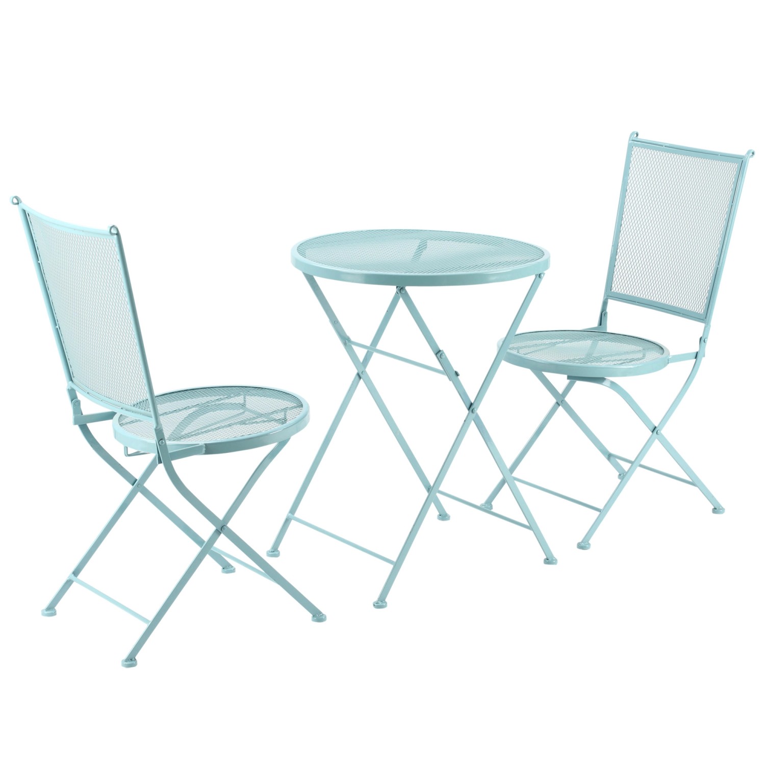 Outsunny Outdoor Bistro Set Metall Hellblau 55,5L x 55,5W x 69,5H cm