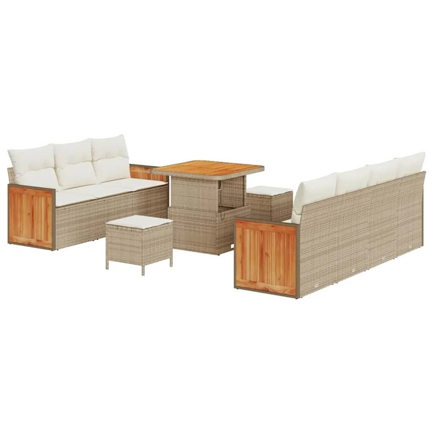 vidaXL Gartensofa-set mit Kissen 13-Tlg Beige und Creme Poly-Rattan 3365216 günstig online kaufen