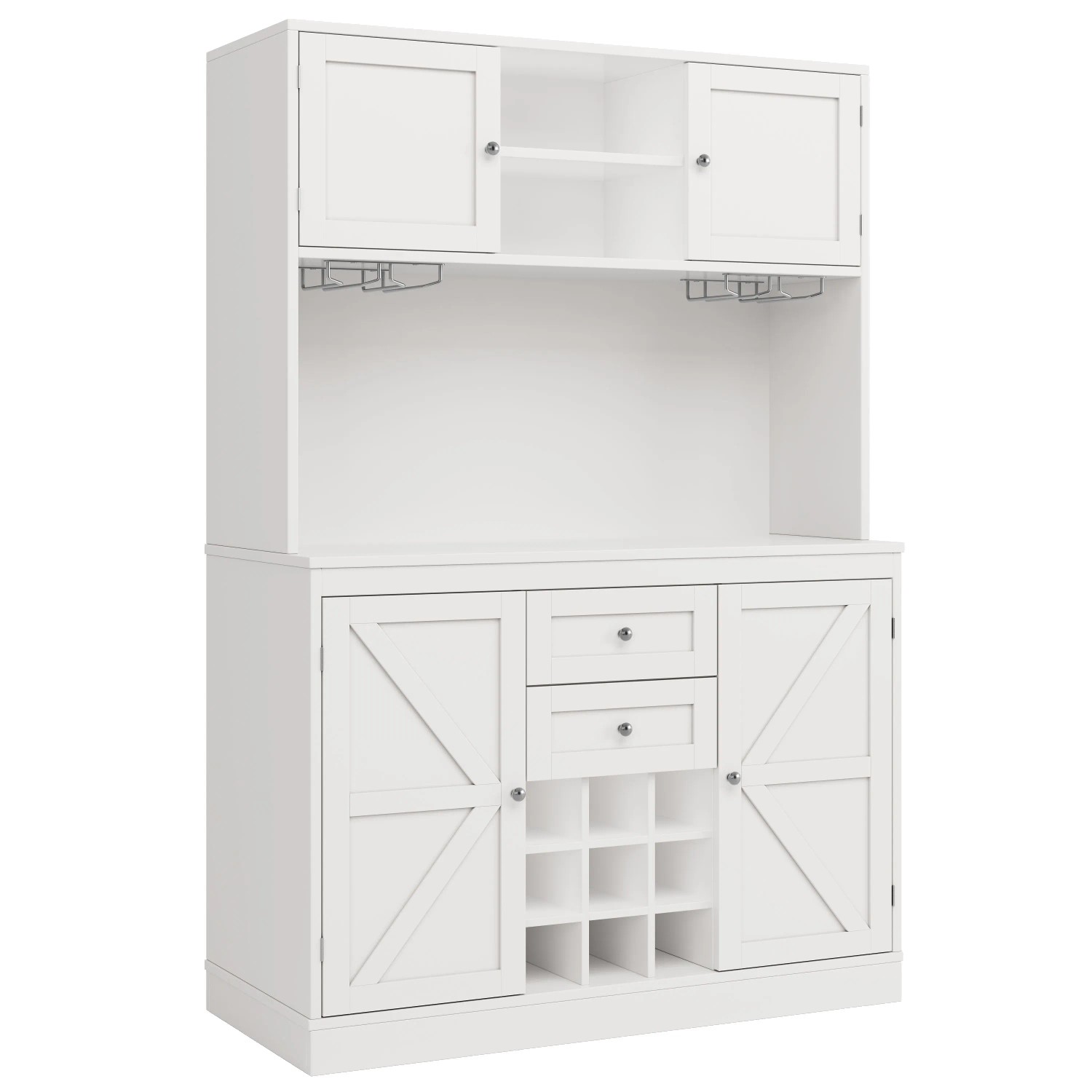 okwish Küchenschrank mit Ablagen Weinregal Küche 120x40x188cm Weiß
