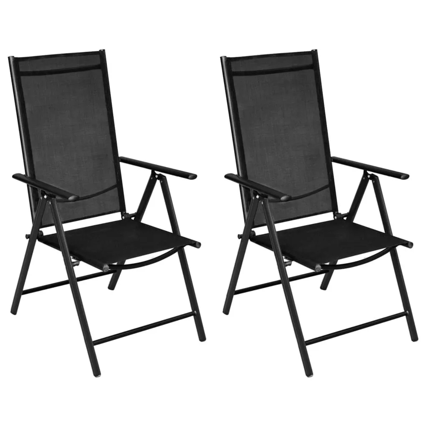 Furnicato Gartenstühle Klappbar 2 Stk Aluminium Und Textilene Schwarz