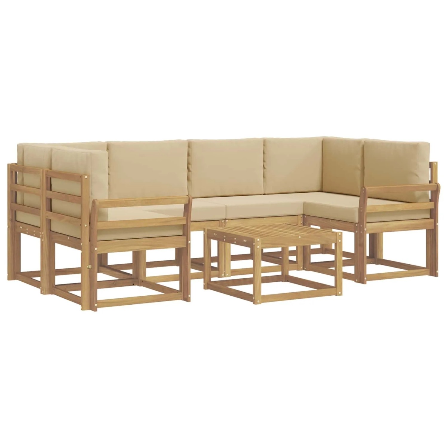 vidaXL Outdoor-Sofagarnitur mit Kissen 7-Tlg Weiß und Beige 3387317