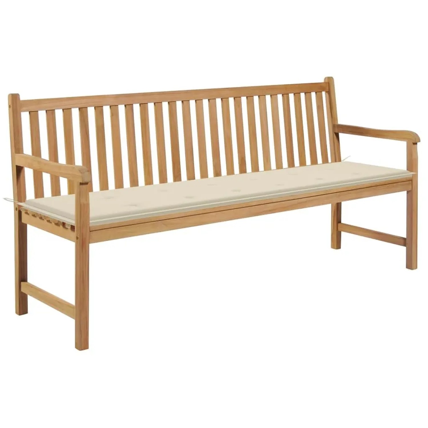 vidaXL Gartenbank mit Cremeweißer Auflage 175 cm Massivholz Teak 3062786 günstig online kaufen