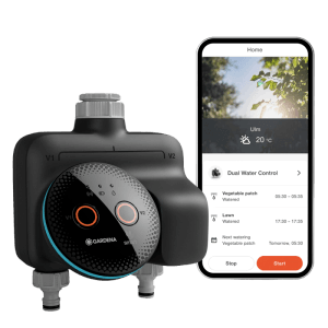 Gardena Smart Dual Water Control Bewässerungscomputer mit App-Steuerung.