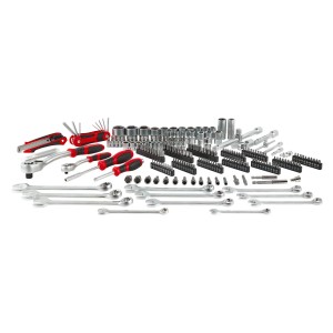 Einhell Werkzeugkoffer Mechanik, 233-teilig: Werkzeug-Set mit Schraubenschlüsseln, Bits, Stecknüssen und Knarren.