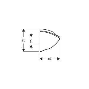 Technische Zeichnung des Hansgrohe Brausehalters Porter C in Chrom mit Maßangaben.