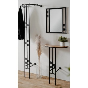 Furn.Design Garderoben-Set 3-teilig Schwarz Metall 130 cm mit Spiegel Kilby