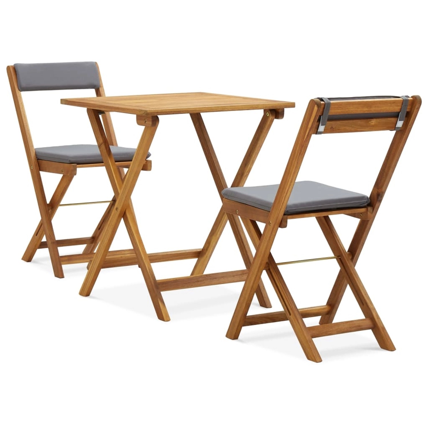 vidaXL 3-Tlg Bistro-Set Klappbar mit Auflagen Massivholz Akazie 310275