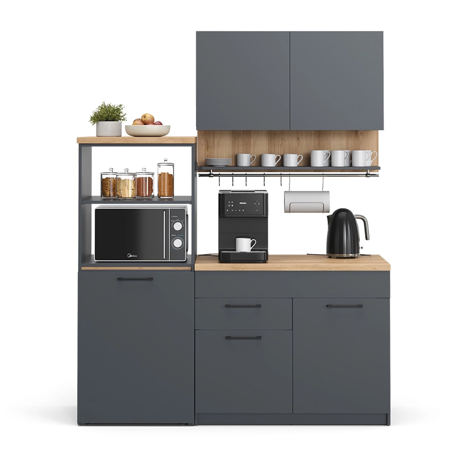 Vicco Egbert Küchenzeile Anthrazit 160 cm mit Ausziehbarem TischEgbert günstig online kaufen