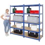 PROREGAL Mega Deal: 2 blaue Schwerlastregale 180x90x60cm mit Werkzeug und Lagerboxen.