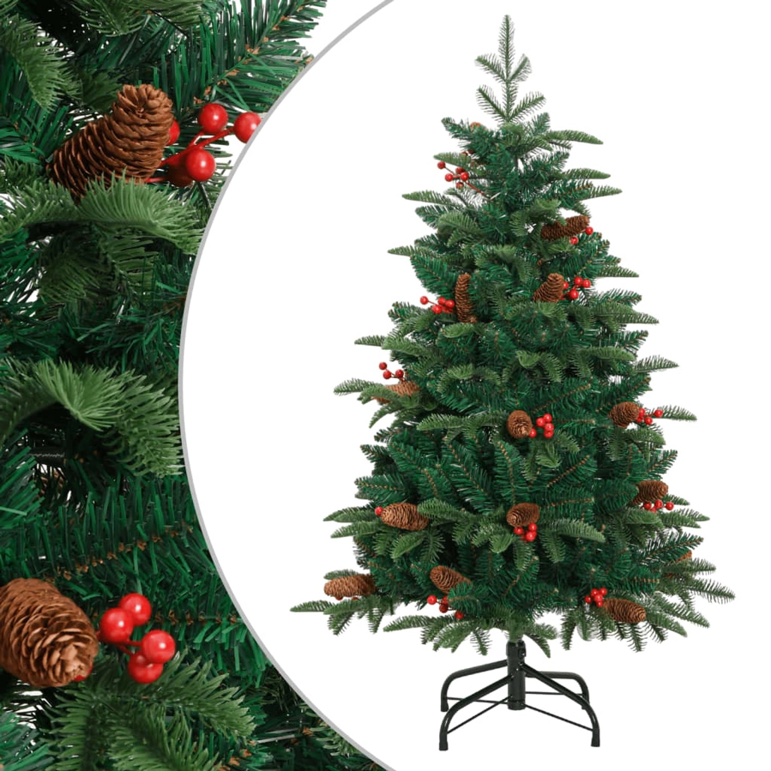furnicato Künstlicher Weihnachtsbaum Klappbar mit Zapfen Beeren 120 cm