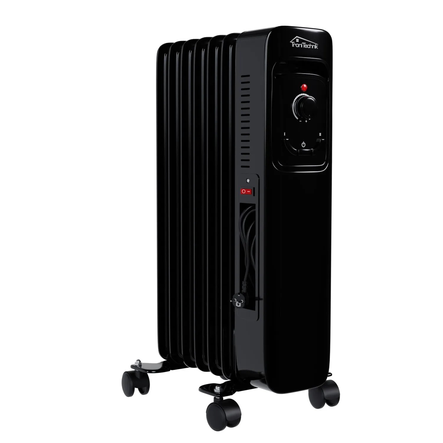 Schwarzer TroniTechnik Ölradiator TT OR 207 mit 7 Rippen und drei Heizstufen (1500 Watt).