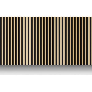 Vente-unique Wandplatte Clinton: Schwarzes Paneel mit goldfarbenen vertikalen 3D-Streifen. Dekorativ und klassisch.