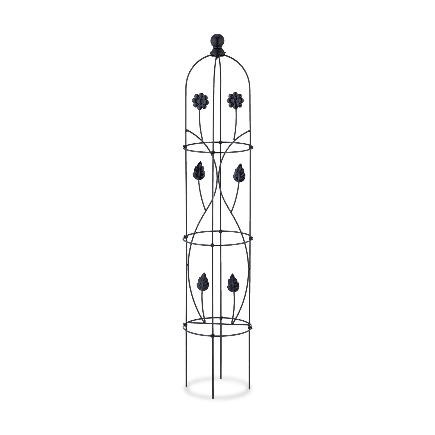 Relaxdays Rankobelisk Eisen Schwarz 2er Set 103 cm x 20 cm 1 kg