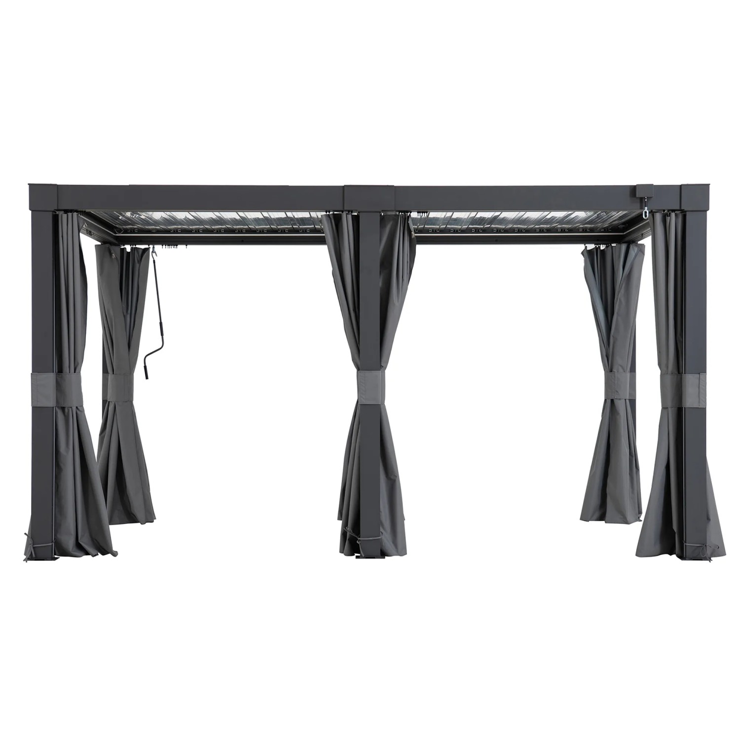 Sunjoy Vorhang-Set für Matterhorn Pergola, 306x406 cm, grau. Zubehör für Terrassenüberdachung.