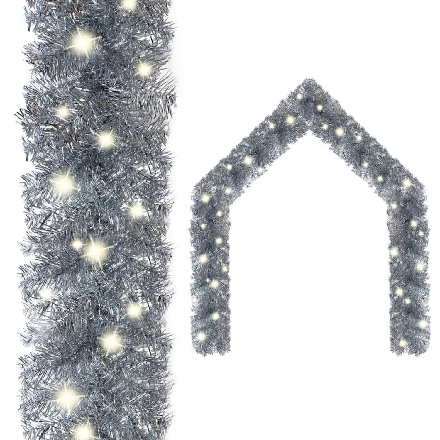 vidaXL Weihnachtsgirlande mit LED 20 m Silbern 329206