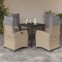 5-tlg. Garten-Essgruppe mit beigemischtem Poly Rattan, inkl. Tisch, 4 Stühle mit Kissen.