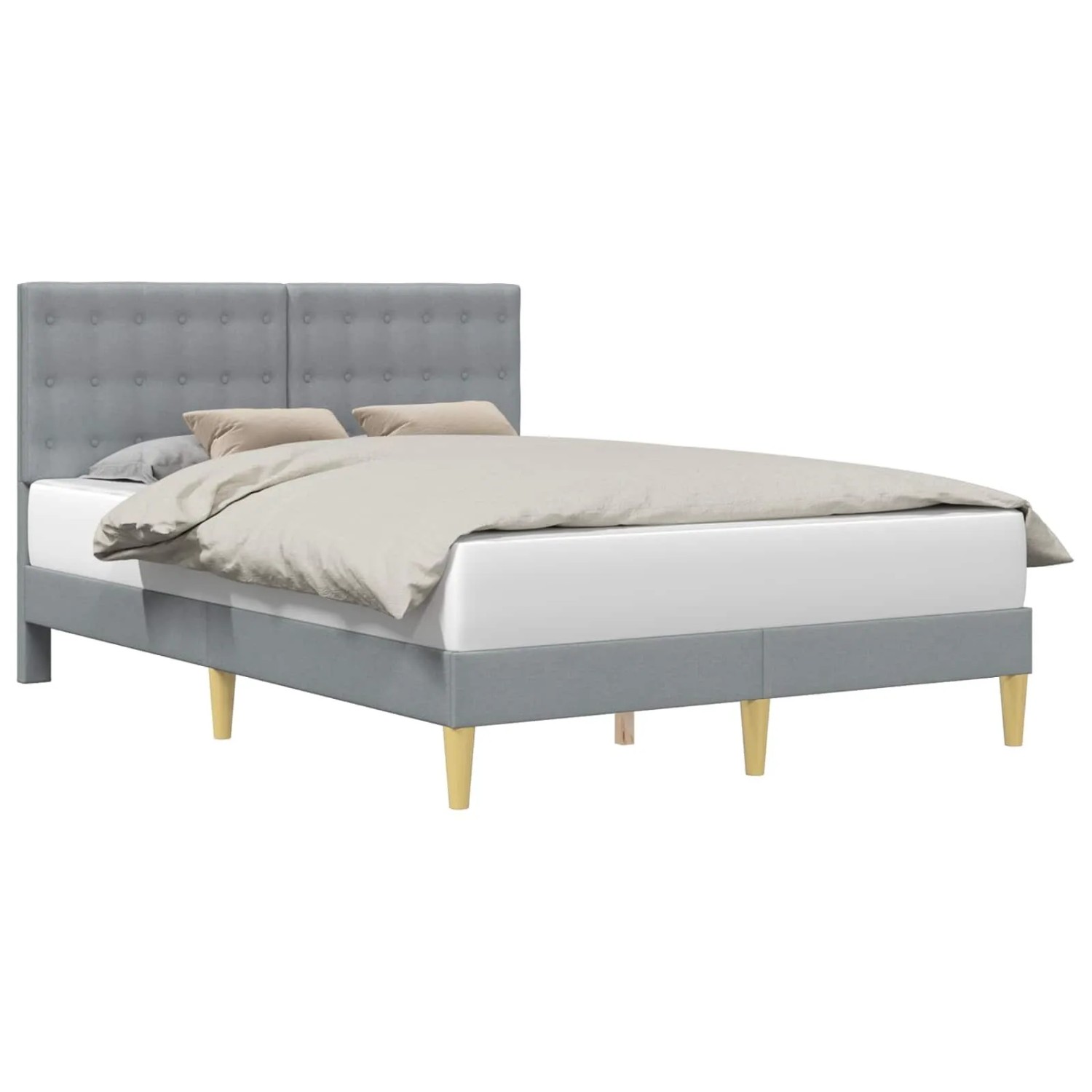 vidaXL Bettrahmen mit Kopfteil Hellgrau 140 x 200 cm Stoff 42027797