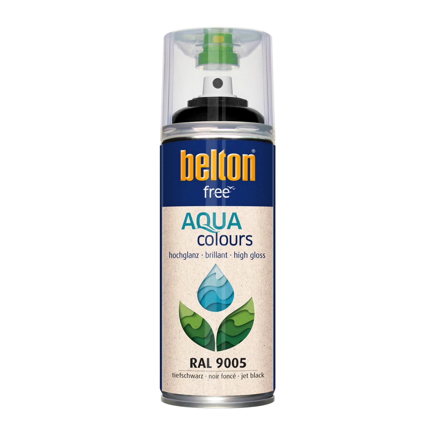 Belton Free AQUAcolours Buntlack RAL 9005 Tiefschwarz hochglänzend 400 ml