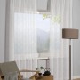 Weißer, bestickter Sehlbach Fertigschal Dolly, 135x245 cm, transparent, mit Multiband für Stange/Schiene.