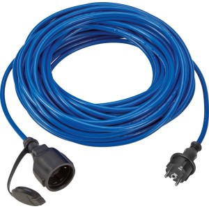 Blaues Verlängerungskabel, 25 m, IP44, für den Außenbereich.