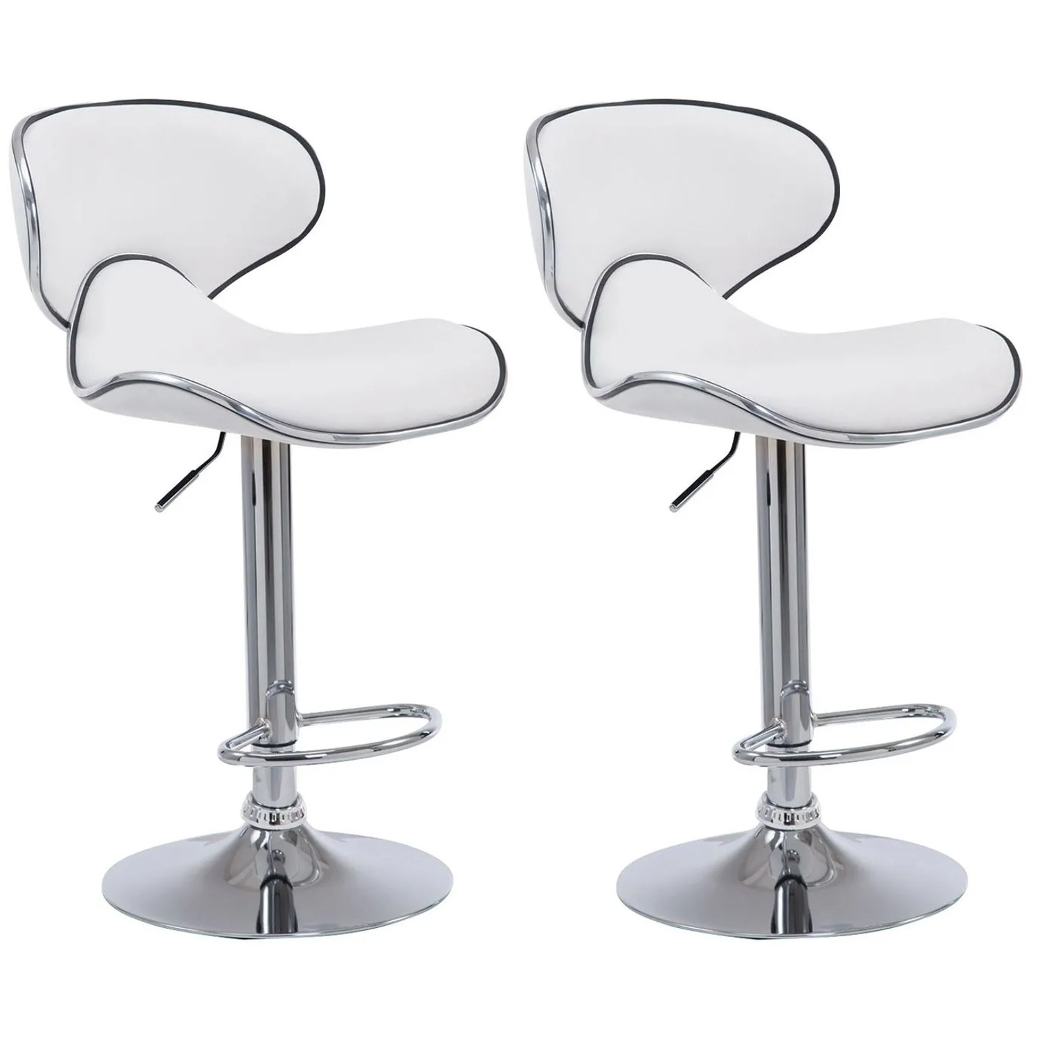CLP 2er Set Barhocker Las Vegas Kunstleder Weiß/Chrom
