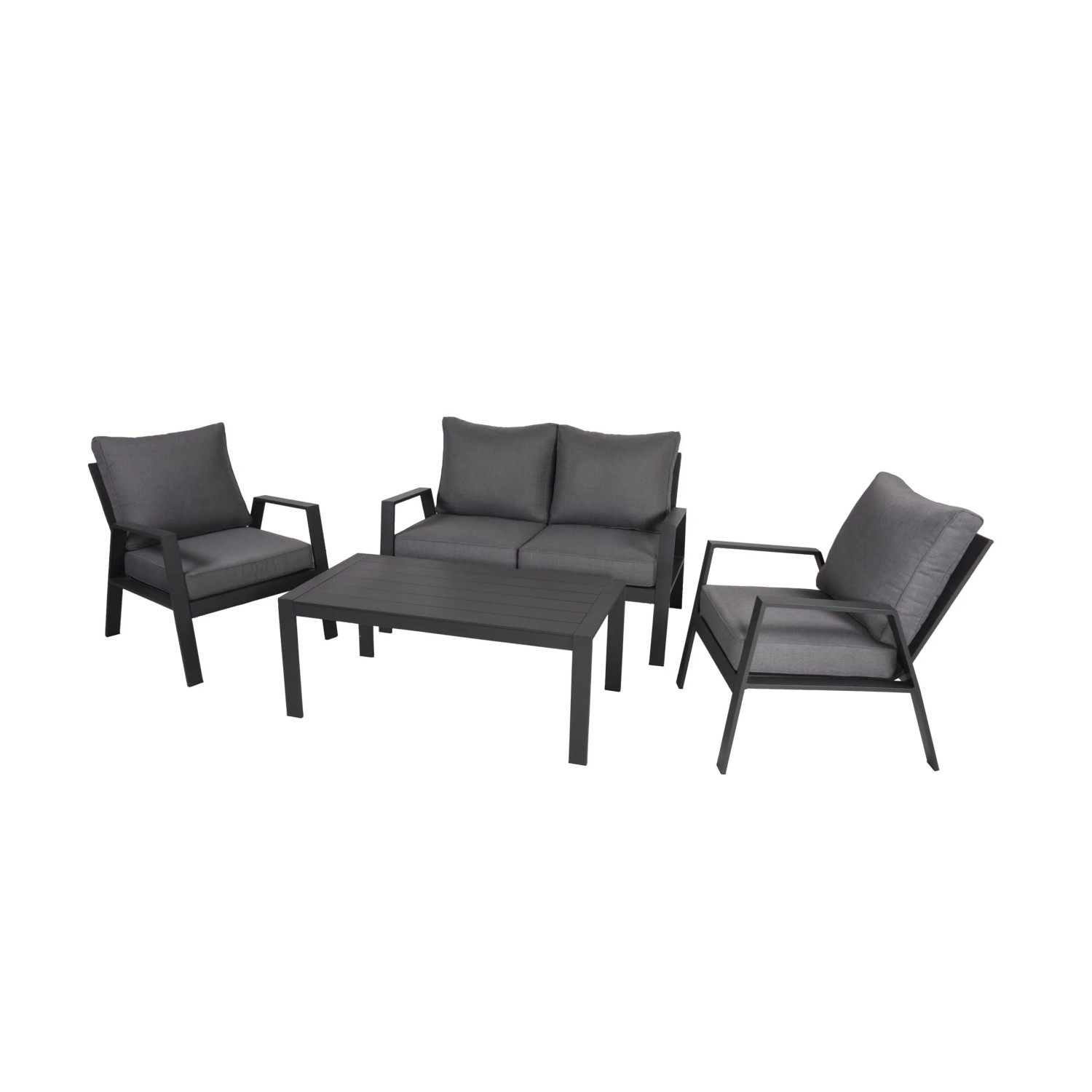 DELUKE Gartenloungeset CARMEN 4-tlg Polyester Grau Gartenmöbel Set Garten Loungegruppe Lounge-Set Pool Loungegarnitur