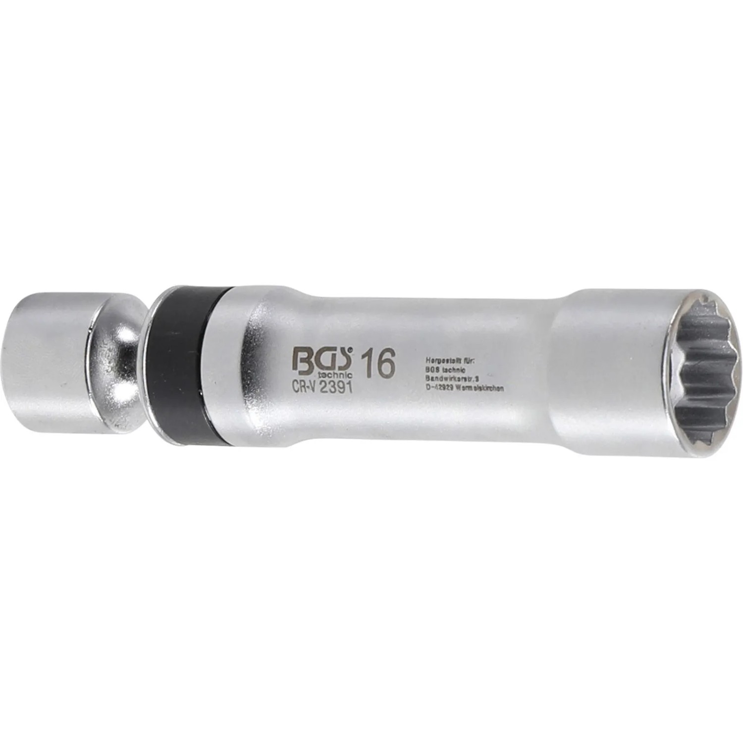 BGS Zündkerzen Gelenkeinsatz Zwölfkant Mit Haltefeder Antrieb Innenvierkant 10 Mm  3 8 Zoll  SW 16 Mm 2391