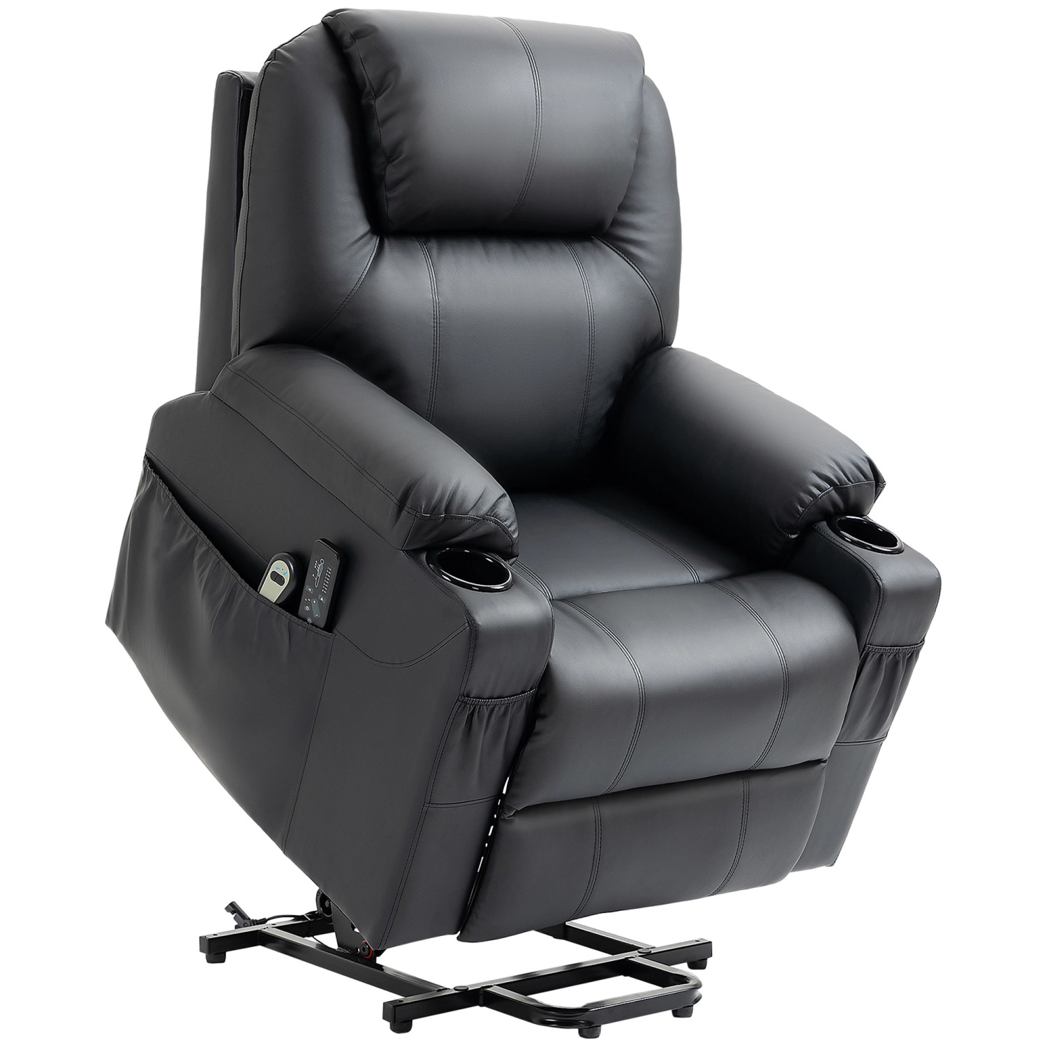 HOMCOM Elektrischer Aufstehsessel Kunstleder Stahl Schwarz 88L x 99B x 106H günstig online kaufen