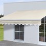Creme-farbene MCW Alu-Markise 2,5x2m aus Polyester am Haus montiert.