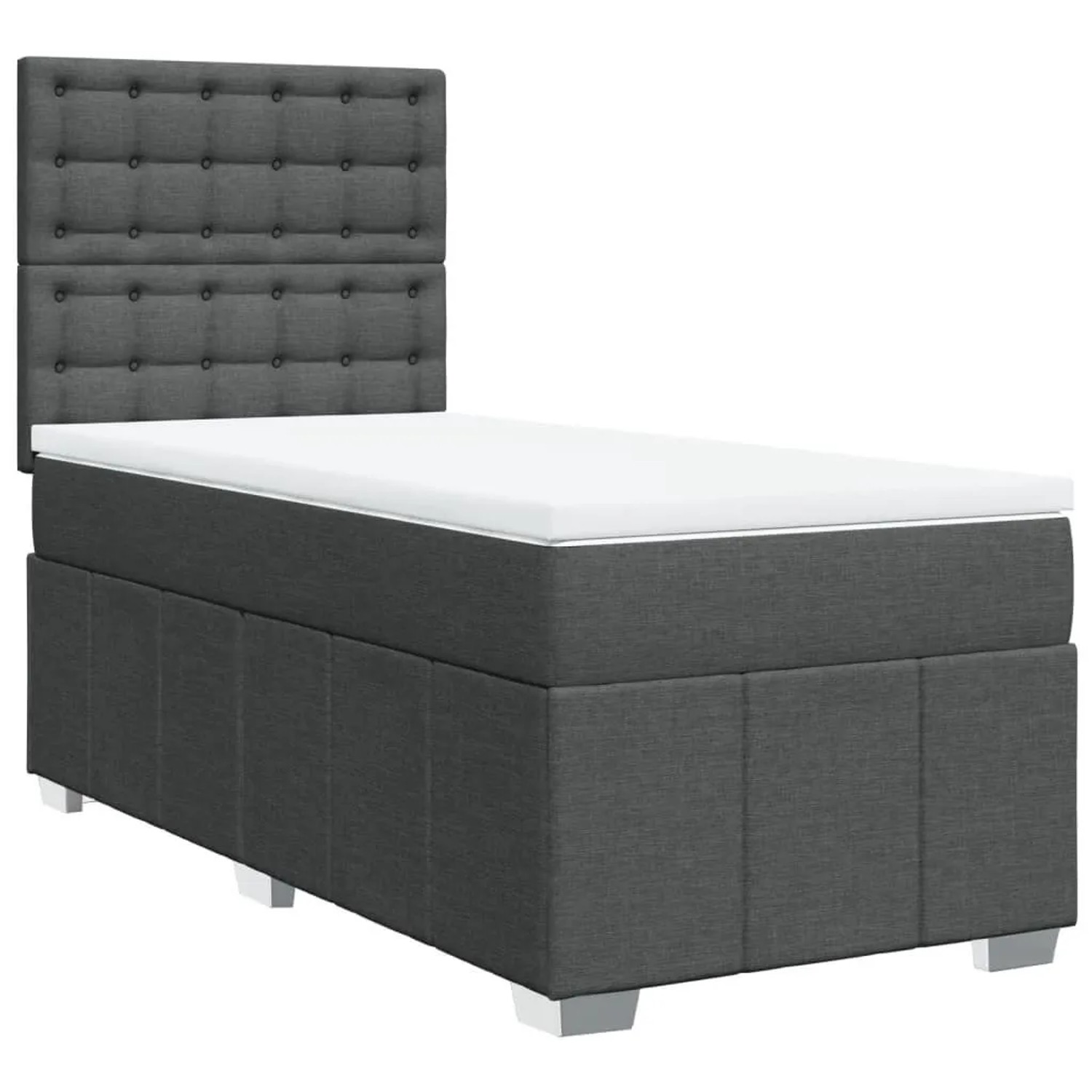 vidaXL Boxspringbett mit Matratze Dunkelgrau 90x200 cm Stoff 3291566