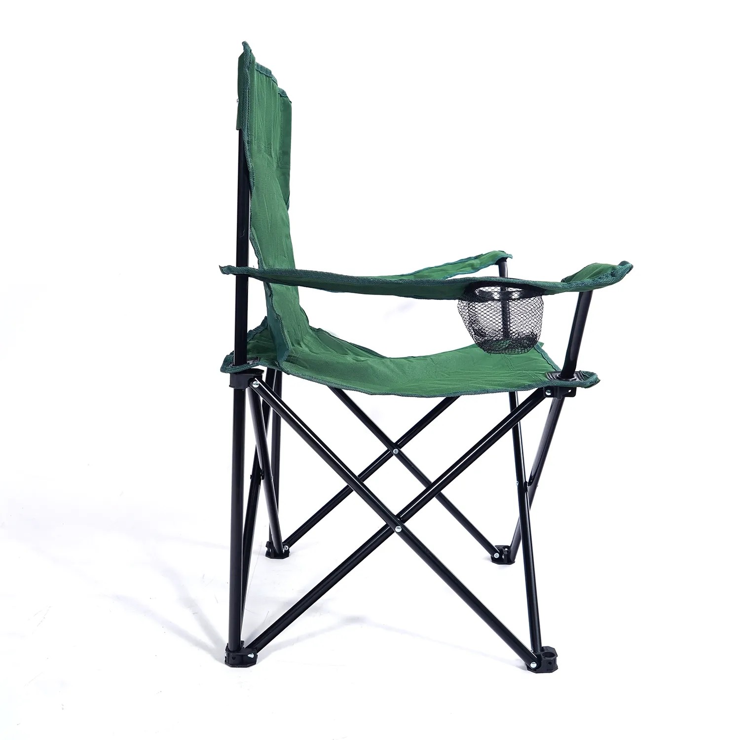 Grüner 24Move Campingstuhl Faltstuhl mit Getränkehalter und Tragetasche, max. 100kg.
