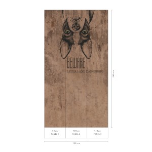 Erismann Fototapete Upside Down mit Mops Rosalie im Beton-Look, 150x280 cm.