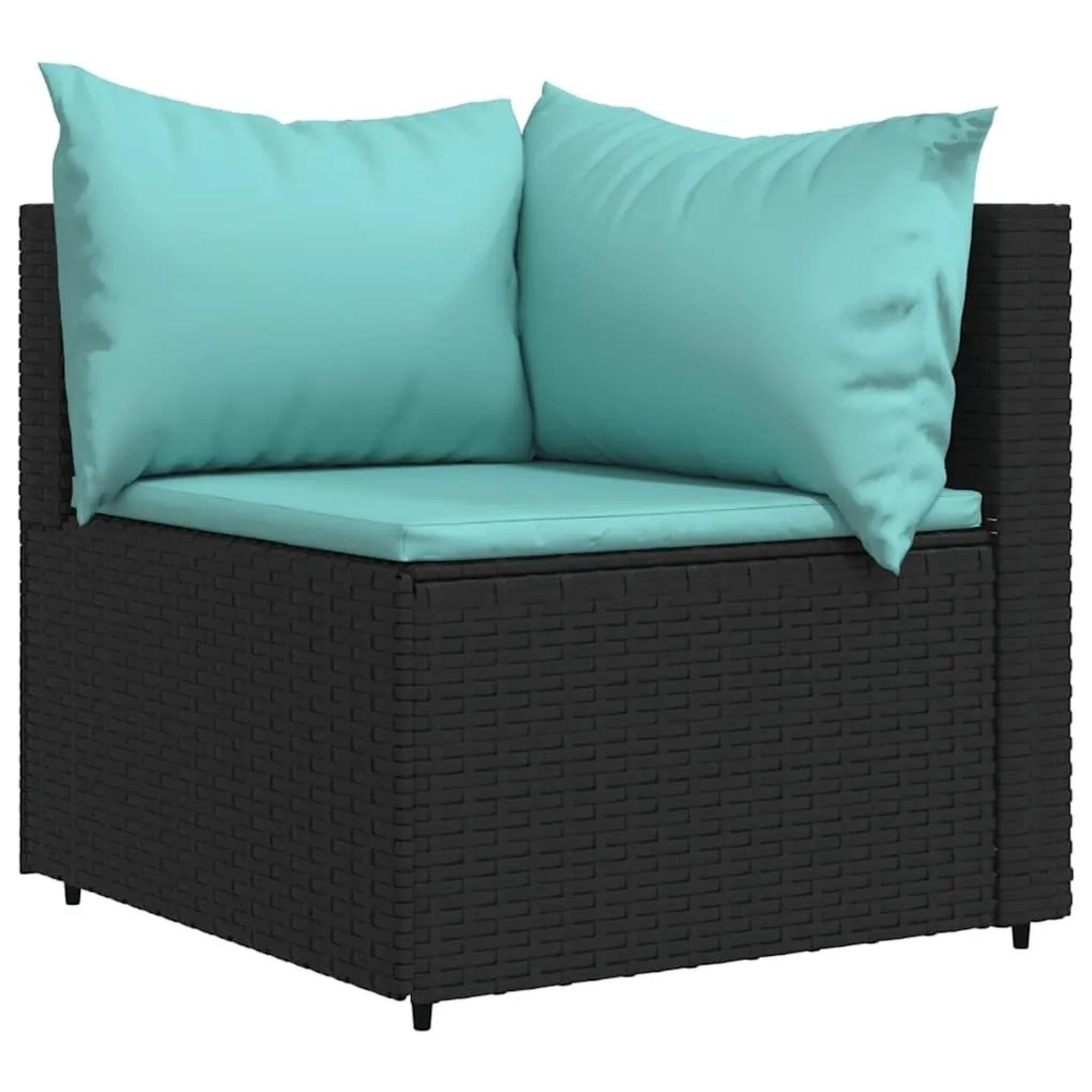 vidaXL Garten-Ecksofa mit Kissen Schwarz Poly Rattan 319793