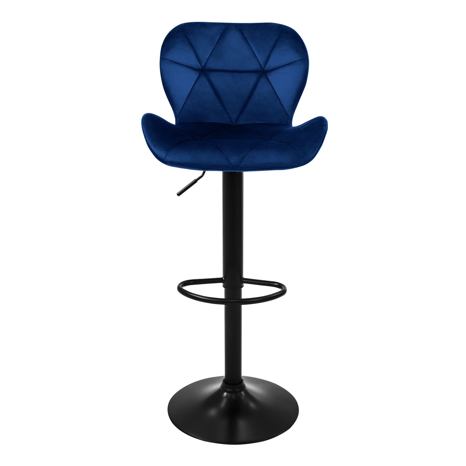 Blauer Samt Barhocker im 2er Set von ML-Design mit Rückenlehne und Fußstütze.