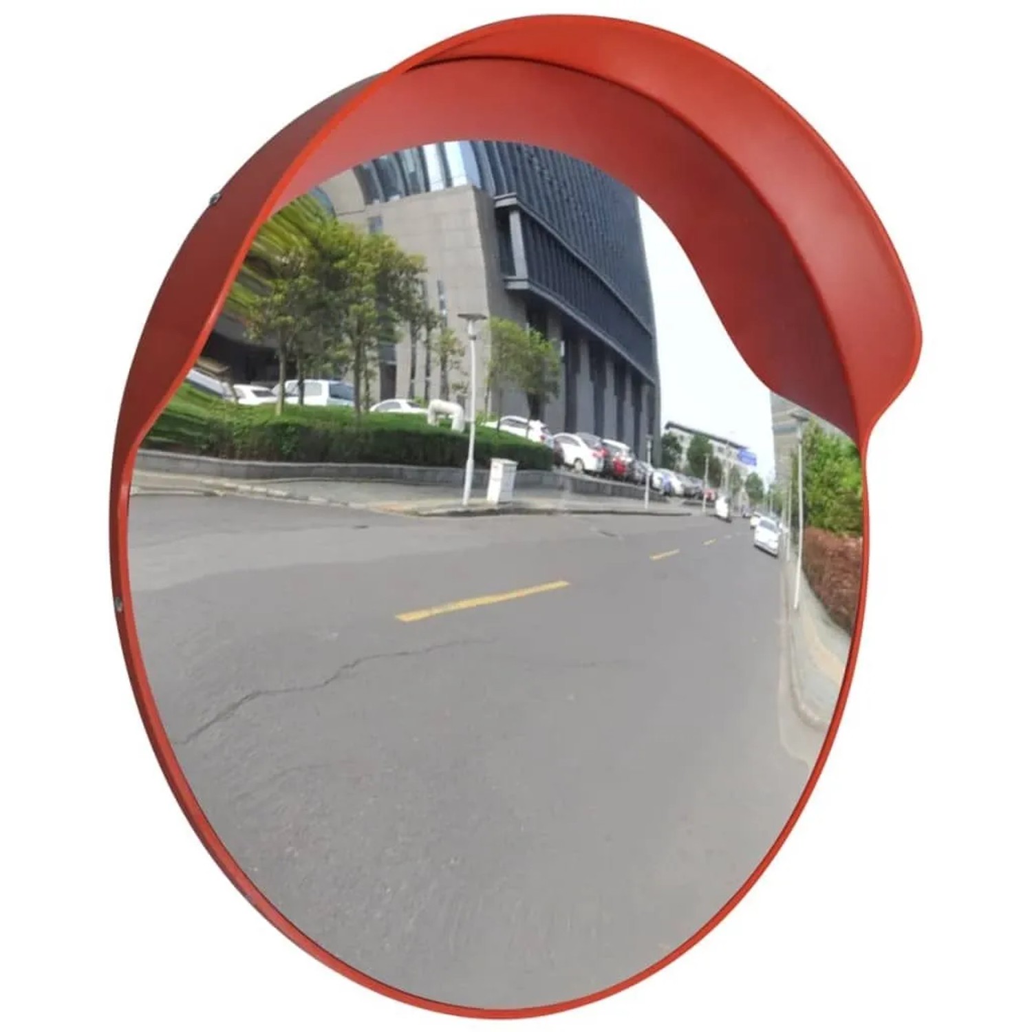 DELUKE Verkehrsspiegel LEDO Konvex Kunststoff Orange Ø60cm Outdoorspiegel Sicherheitsspiegel Panoramaspiegel