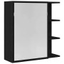 vidaXL Spiegelschrank in Schwarz Eichen-Optik mit Regal und Tür. Badezimmerschrank mit Stauraum.