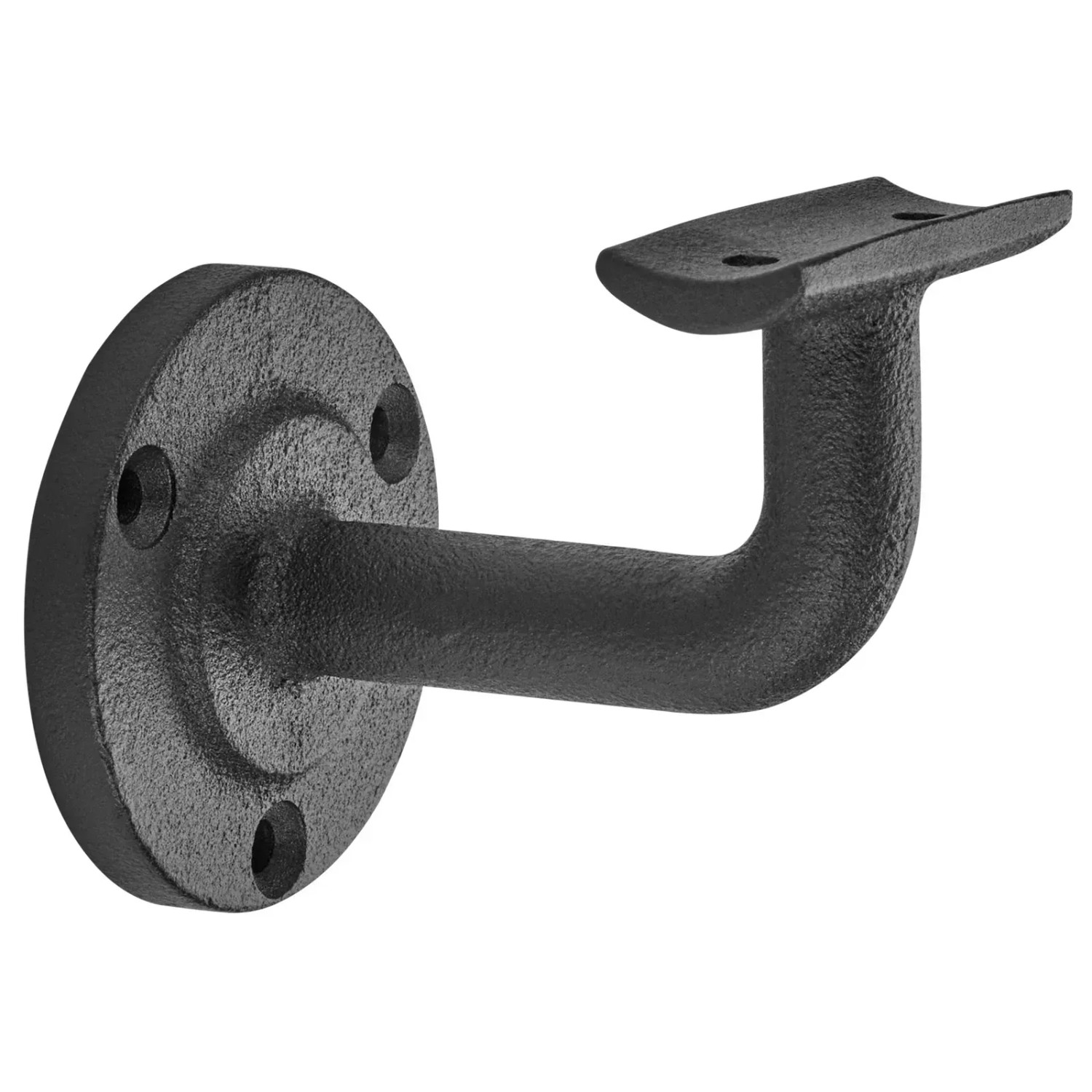 Schwarzer SOTECH Handlaufhalter ROBUST aus Gusseisen für Treppen & Geländer.