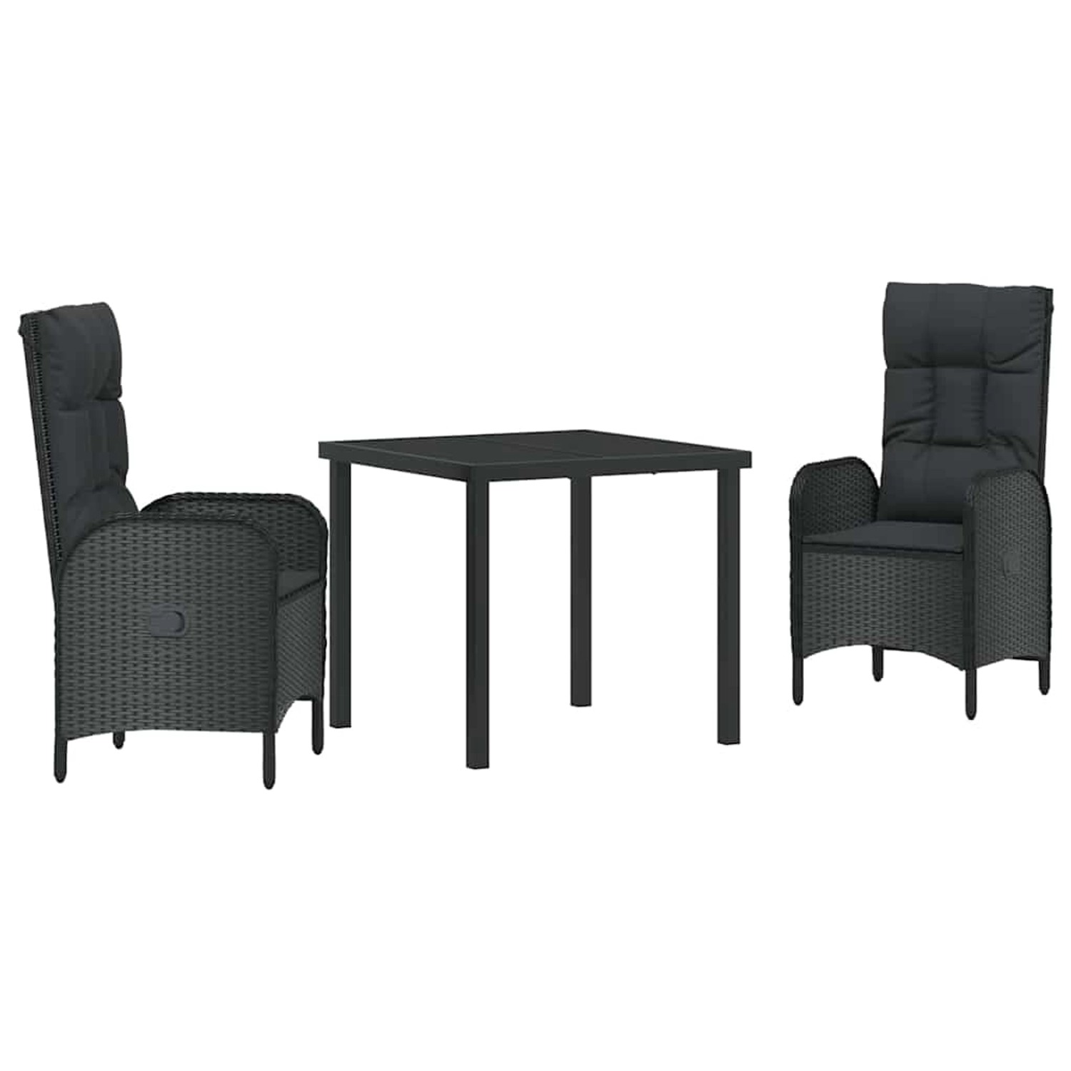 vidaXL Garten Essgruppe mit Kissen 3-Tlg Schwarz Poly Rattan 3380113 günstig online kaufen