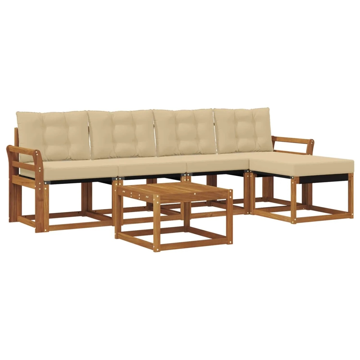 vidaXL Outdoor-Sofagarnitur mit Kissen 6-Tlg Natur und Beige 3368596