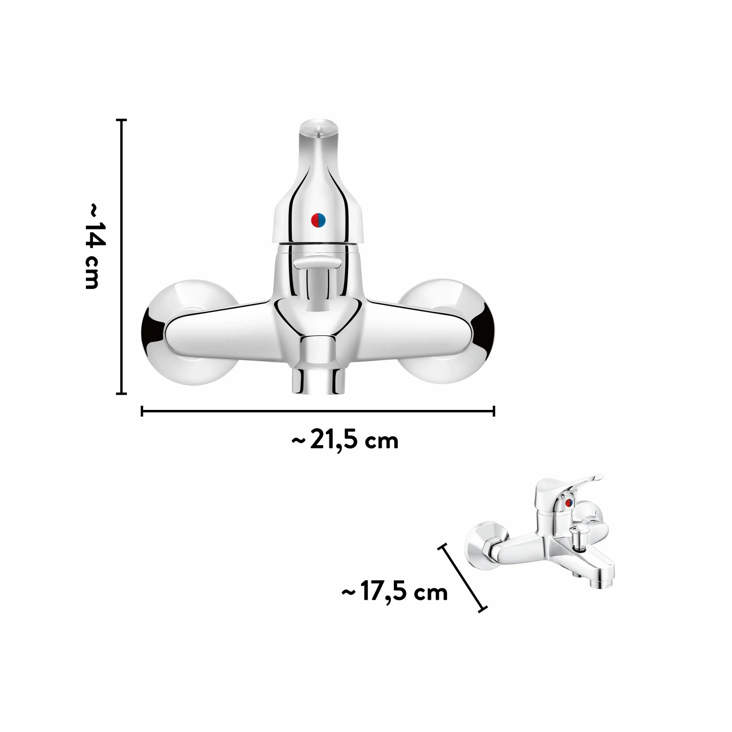 baliv Wannenarmatur WA-5170 Chrom, Aufputz-Wannenarmatur mit Einhebelmischer und Umsteller.