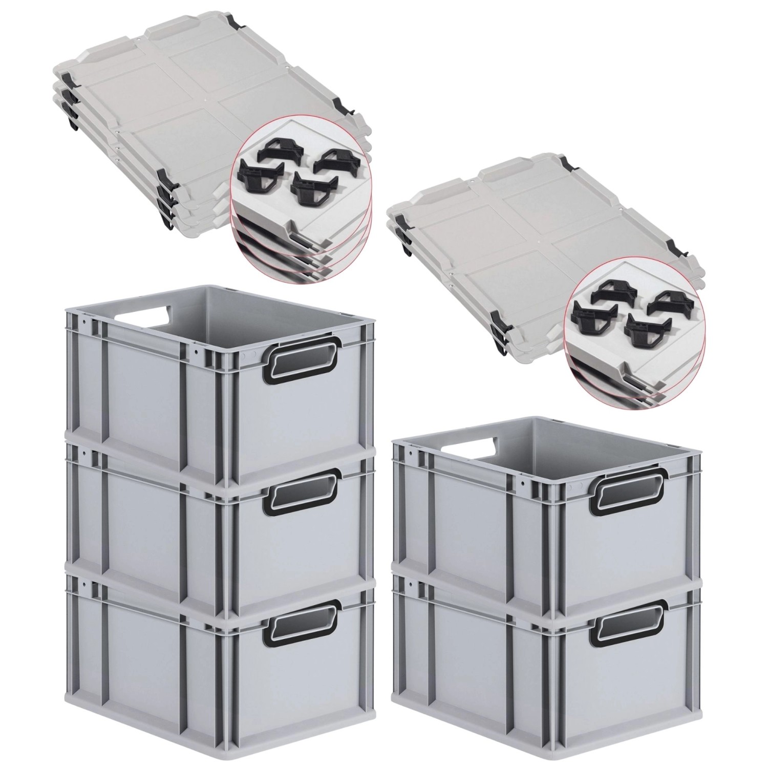PROREGAL SparSet 5x Eurobox Nextgen Color Mit Auflagedeckel HxBxT 22x30x40c günstig online kaufen