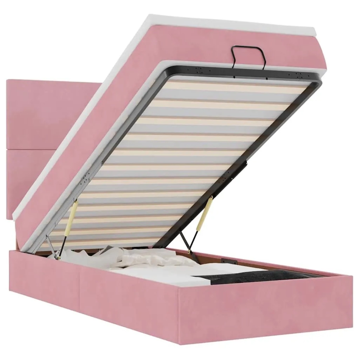 vidaXL Ottoman-Bett mit Matratzen & LEDs Rosa 80x200 cm Samt 3314215