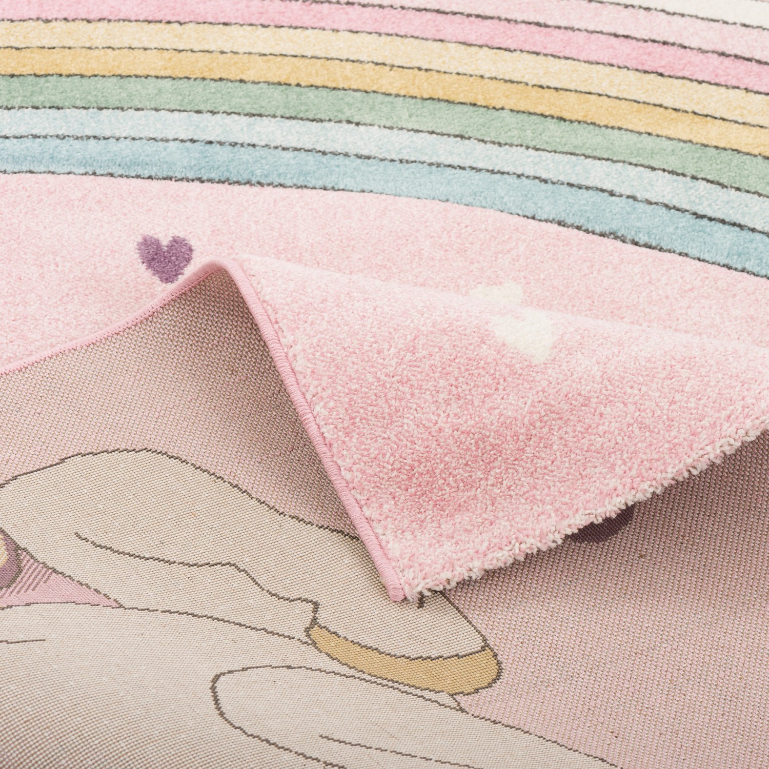 Pergamon Kinderteppich Maui Kids Einhorn | Handkonturenschnitt Pastellfarben | 5 Größen