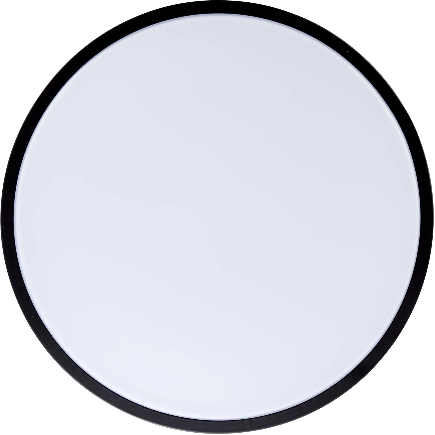 Weiße LED-Deckenleuchte Slimline mit schwarzem Rand, Durchmesser 33 cm.