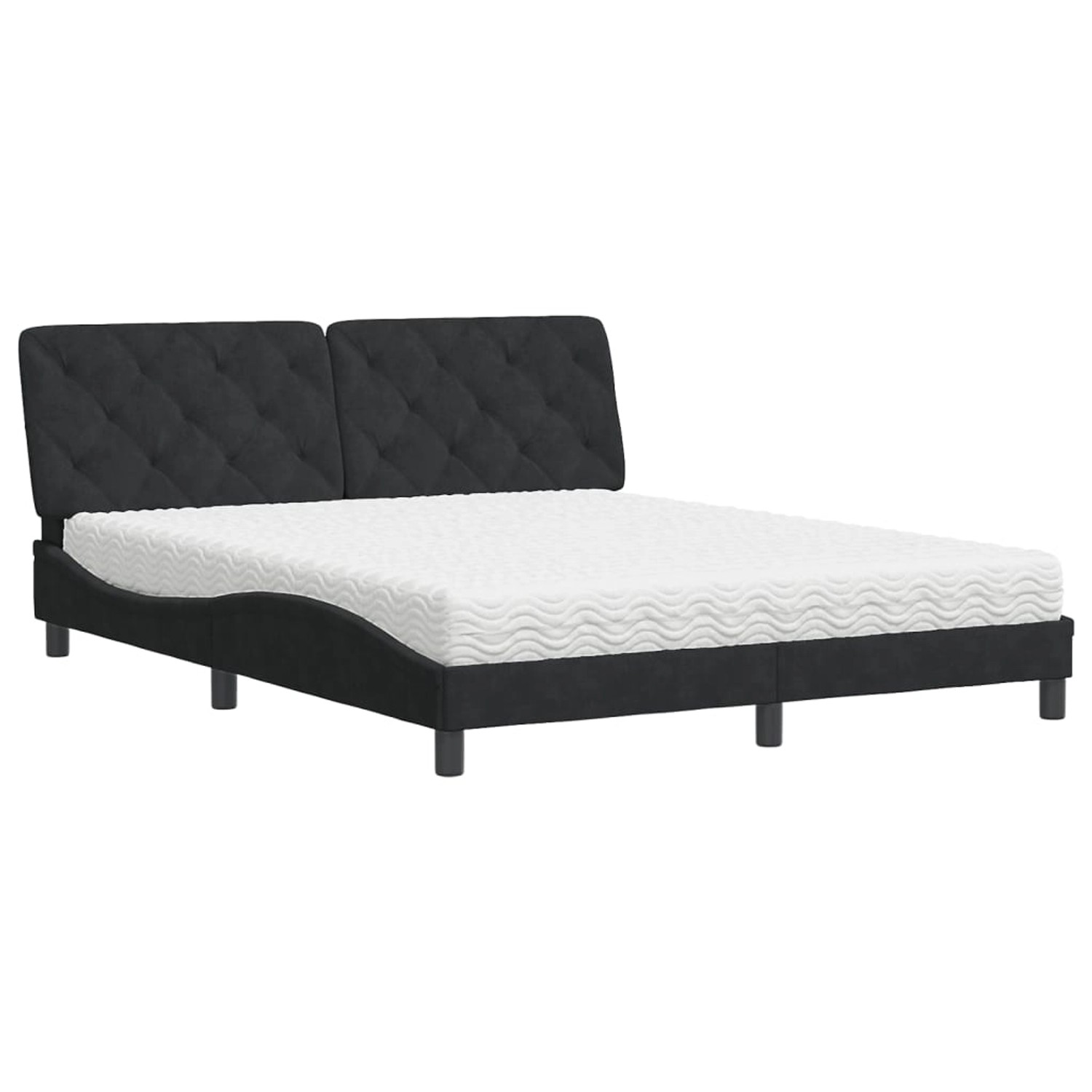 vidaXL Bett mit Matratze Schwarz 160x200 cm Samt 3208666