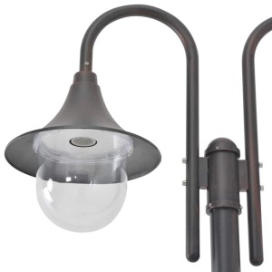 vidaXL Garten-Pollerleuchte E27 220 cm Aluminium 2-Laterne Bronze 44209